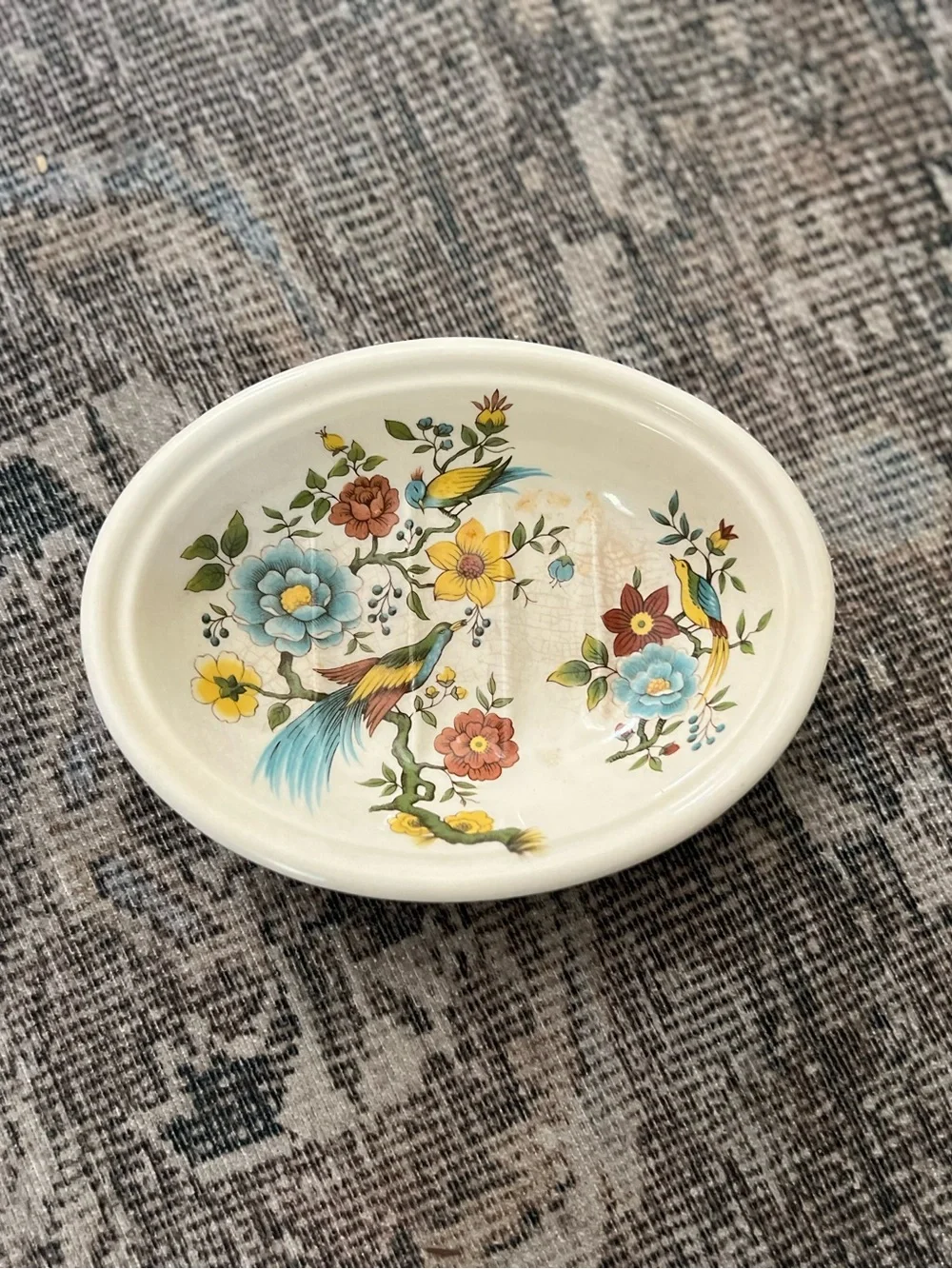 Vintage Mason's Ironstone for Crabtree & Evelyn Ceramic Soap Dish, Exotic Bird
